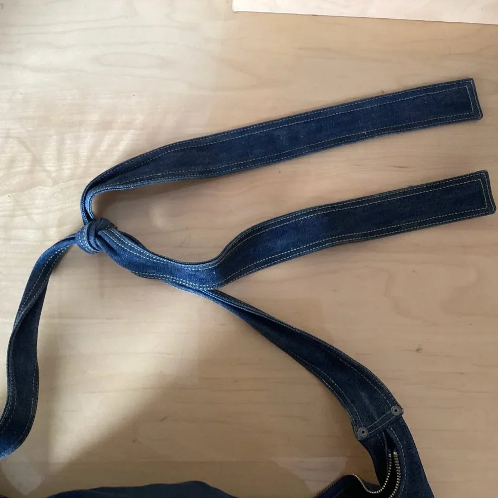 Vintage Finger In The Nose Denim Jumbo Baby Crossbody Bag